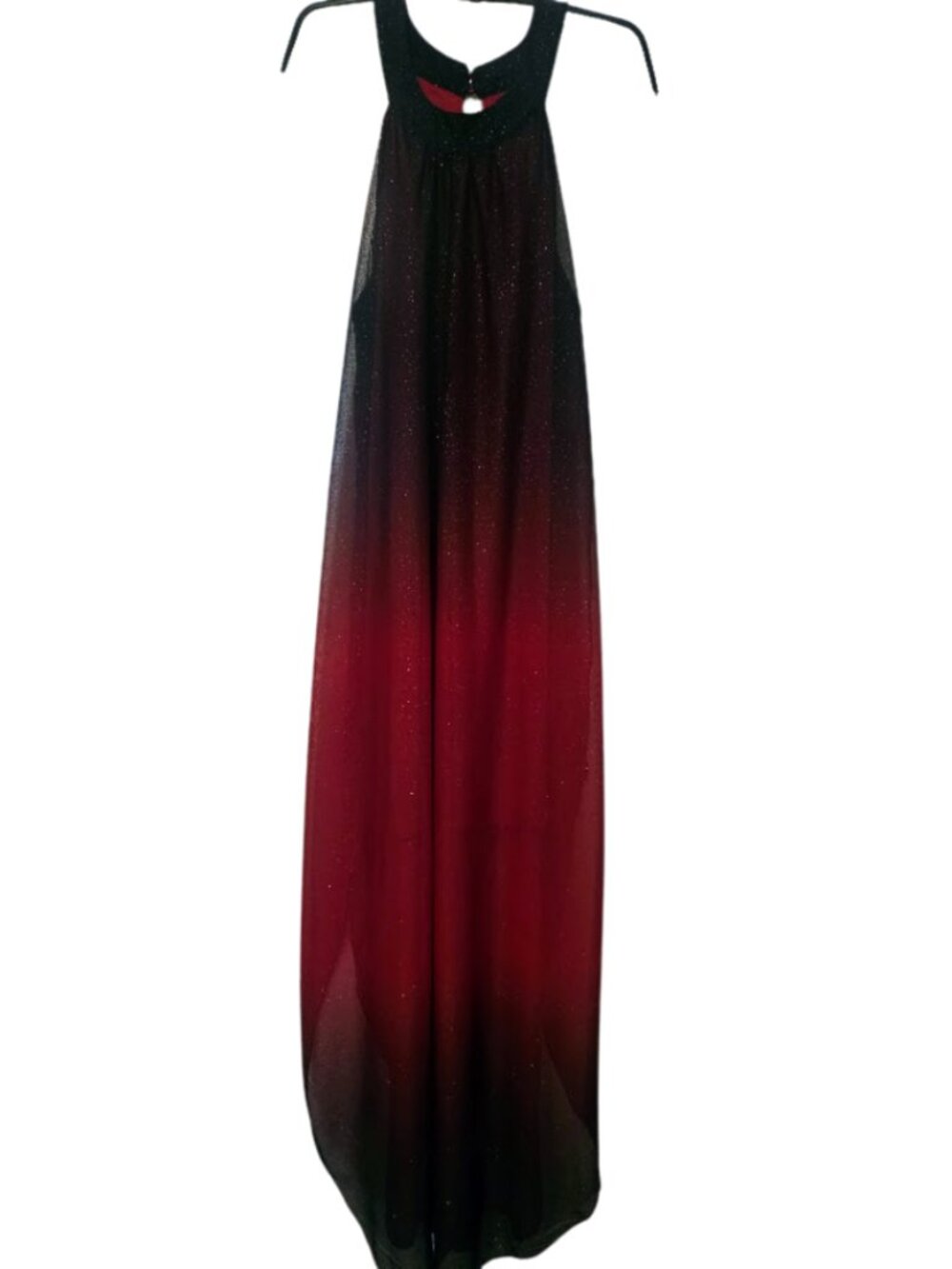 Elegant Venus black and‎ red ombré gown EUC Size L